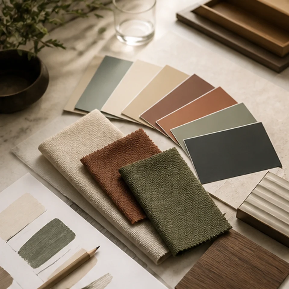 Palette and texture swatches